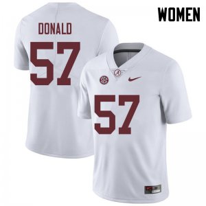 NCAA Women's Alabama Crimson Tide #57 Joe Donald Stitched College 2018 Nike Authentic White Football Jersey EH17Q78ID